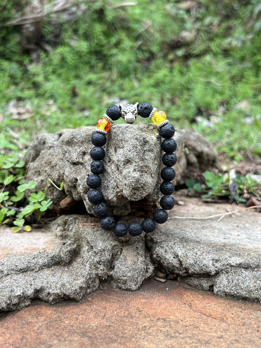 Leopard head bracelet - black